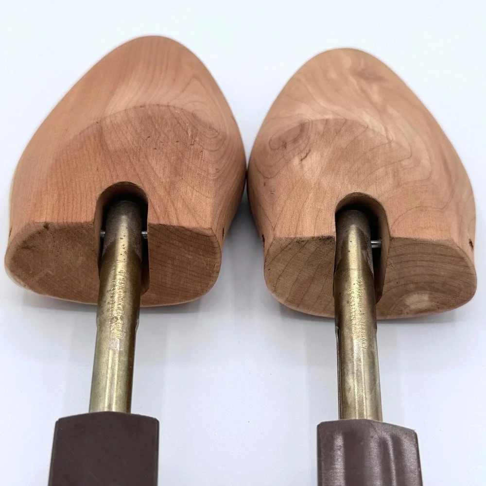 Vintage 1960s 70s Rochester Shoe Tree Co Shoe Keepers Wood Metal USA Pair MCM